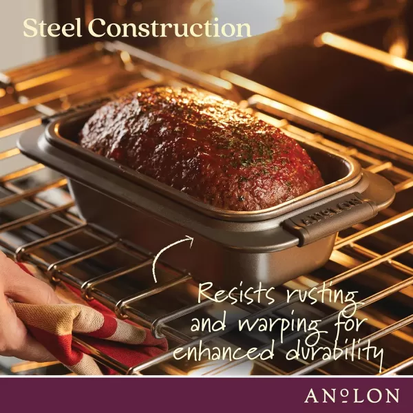 Anolon Advanced Nonstick Bakeware Meatloaf/Loaf Pan Set with Grips and Insert, 2 Piece, Gray