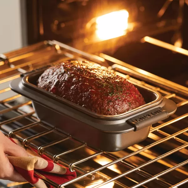 Anolon Advanced Nonstick Bakeware Meatloaf/Loaf Pan Set with Grips and Insert, 2 Piece, Gray
