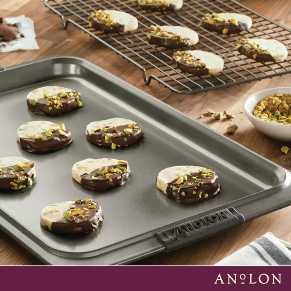 Anolon Advanced Nonstick Bakeware/Baking Sheet and Cooling Rack Set, 11" x 17" w, Gray