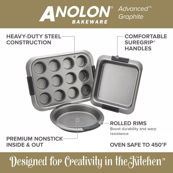 Anolon Advanced Nonstick Baking Pan With Lid / Nonstick Cake Pan With Lid, Rectangle - 9 Inch x 13 Inch, Gray)