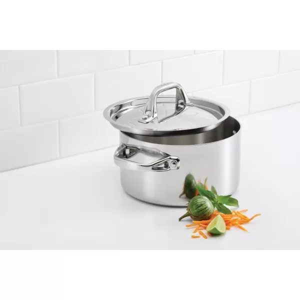 Anolon Advanced Stainless Steel Triply Sauce Pan/Saucepan with Lid, 3.5 Quart, Silver,31507