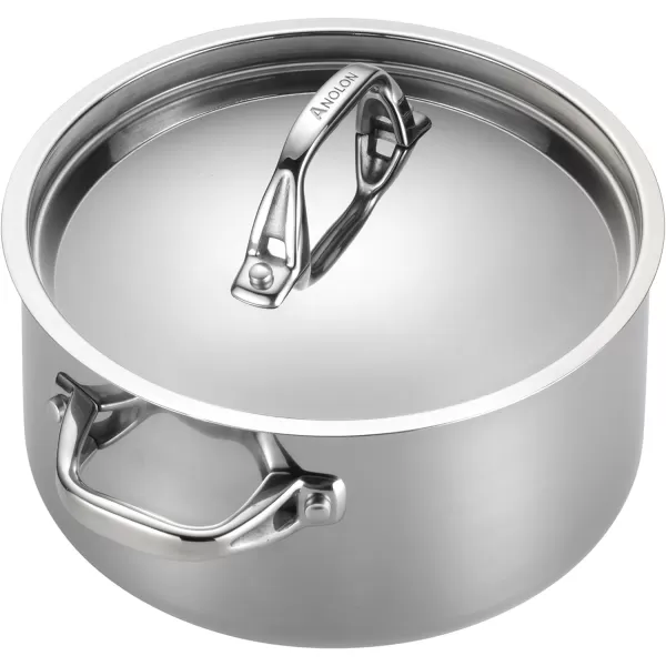Anolon Advanced Stainless Steel Triply Sauce Pan/Saucepan with Lid, 3.5 Quart, Silver,31507
