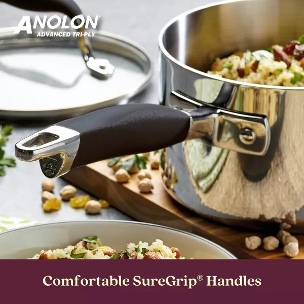 Anolon Advanced Triply Stainless Steel Cookware Pots and Pans Set, 10 Piece
