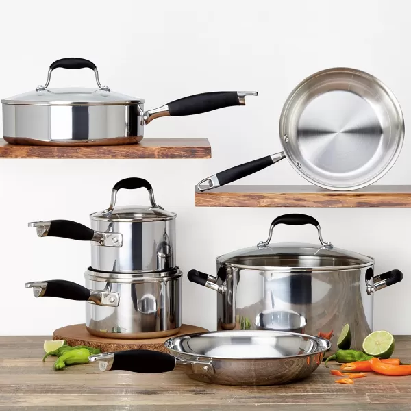 Anolon Advanced Triply Stainless Steel Cookware Pots and Pans Set, 10 Piece