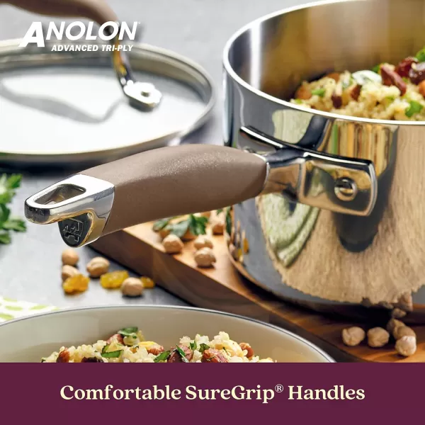 Anolon Advanced Triply Stainless Steel Cookware Pots and Pans Set, 10 Piece