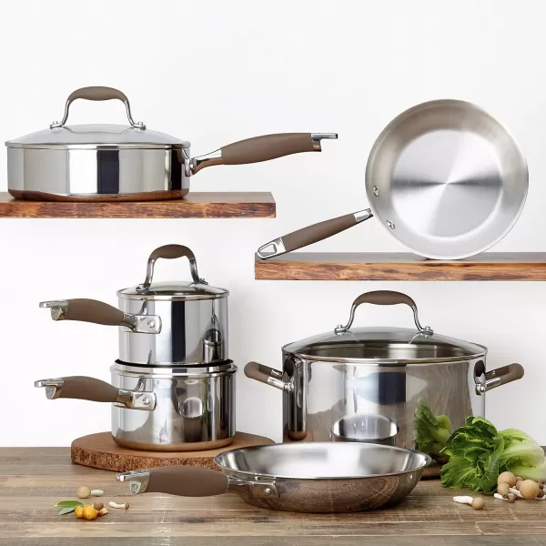 Anolon Advanced Triply Stainless Steel Cookware Pots and Pans Set, 10 Piece