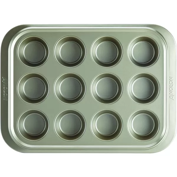 Anolon Allure Nonstick Bakeware Set includes Nonstick Baking Pan with Lid and Muffin/Cupcake Pan - 3 Piece, Onyx/Black/Pewter