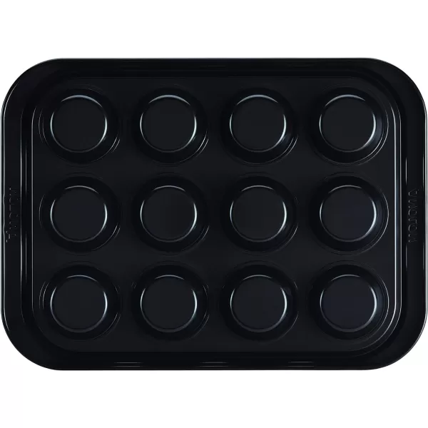 Anolon Allure Nonstick Bakeware Set includes Nonstick Baking Pan with Lid and Muffin/Cupcake Pan - 3 Piece, Onyx/Black/Pewter