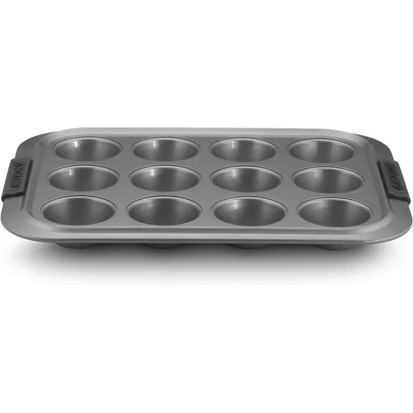 Anolon Bronze Nonstick 12-Cup Muffin Tin With Silicone Grips and Lid / Nonstick 12-Cup Cupcake Tin With Silicone Grips and Lid - 12 Cup, Brown
