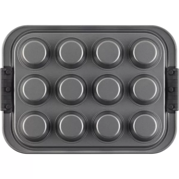 Anolon Bronze Nonstick 12-Cup Muffin Tin With Silicone Grips and Lid / Nonstick 12-Cup Cupcake Tin With Silicone Grips and Lid - 12 Cup, Brown