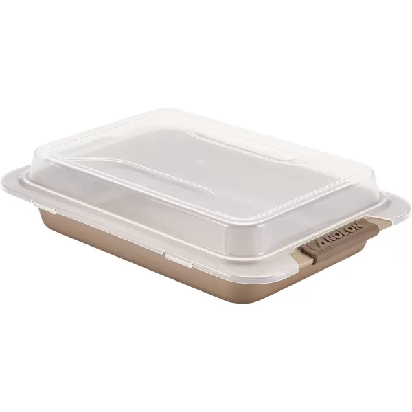 Anolon Bronze Nonstick Baking Pan With Lid / Nonstick Cake Pan With Lid, Rectangle - 9 Inch x 13 Inch, Brown