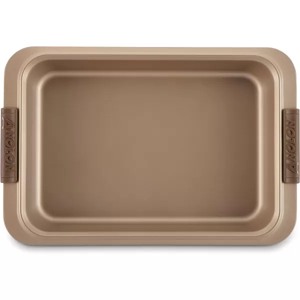 Anolon Bronze Nonstick Baking Pan With Lid / Nonstick Cake Pan With Lid, Rectangle - 9 Inch x 13 Inch, Brown