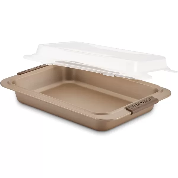 Anolon Bronze Nonstick Baking Pan With Lid / Nonstick Cake Pan With Lid, Rectangle - 9 Inch x 13 Inch, Brown