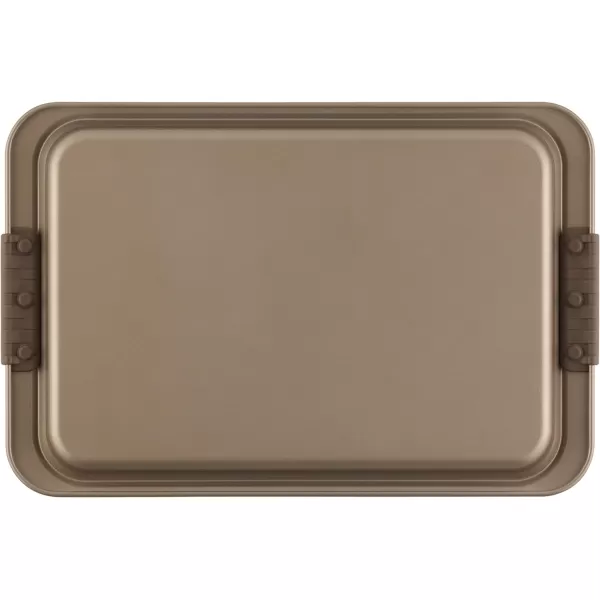 Anolon Bronze Nonstick Baking Pan With Lid / Nonstick Cake Pan With Lid, Rectangle - 9 Inch x 13 Inch, Brown