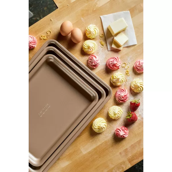 Anolon Gourmet Nonstick Bakeware Set with Nonstick Cookie Sheets / Baking Sheets - 3 Piece, Bronze Brown