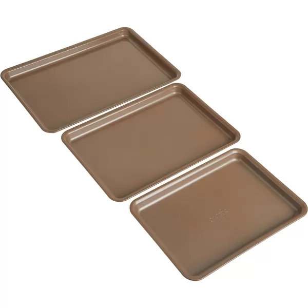 Anolon Gourmet Nonstick Bakeware Set with Nonstick Cookie Sheets / Baking Sheets - 3 Piece, Bronze Brown