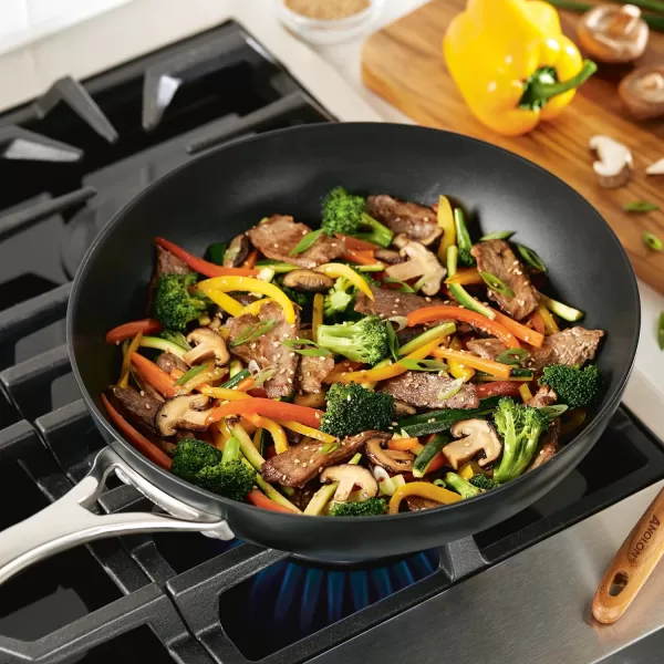 Anolon Nouvelle Copper Hard Anodized Nonstick Pots and Pans, Cookware Set , Onyx