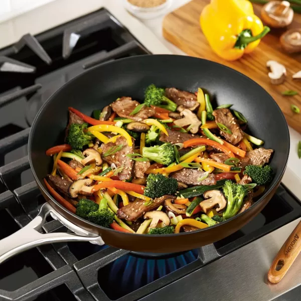 Anolon Nouvelle Copper Hard Anodized Nonstick Pots and Pans, Cookware Set , Onyx