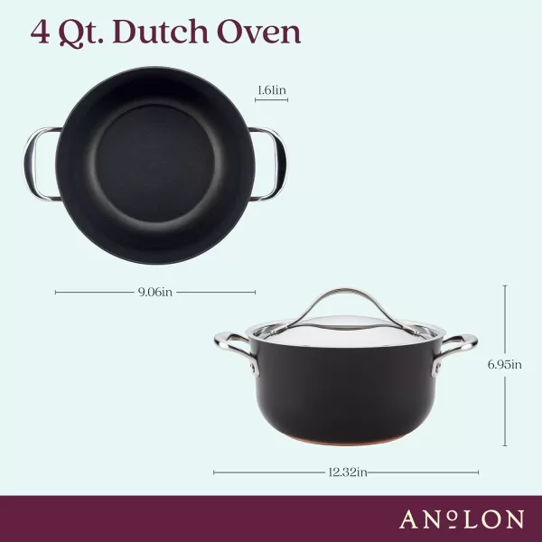 Anolon Nouvelle Copper Hard Anodized Nonstick Pots and Pans, Cookware Set , Onyx
