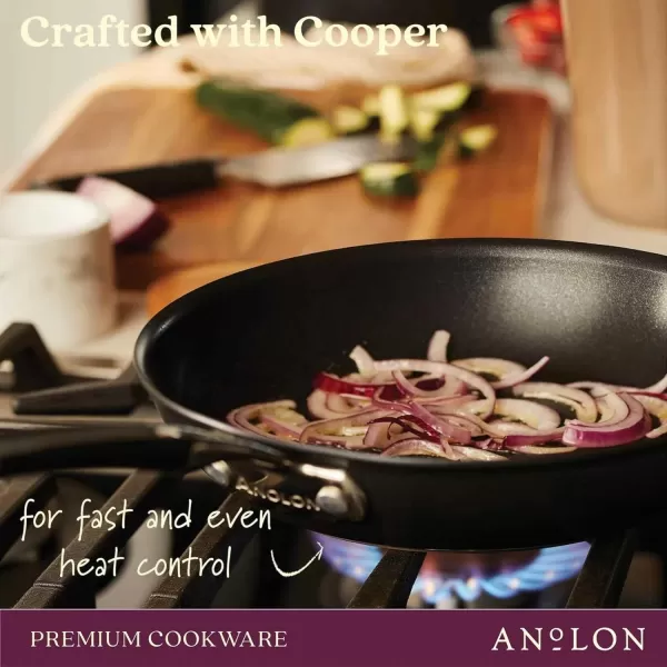 Anolon Nouvelle Copper Hard Anodized Nonstick Pots and Pans, Cookware Set , Onyx
