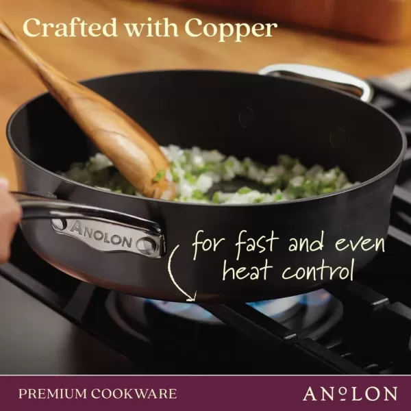 Anolon Nouvelle Copper Hard Anodized Nonstick Pots and Pans, Cookware Set , Onyx