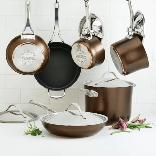 Anolon Nouvelle Copper Hard Anodized Nonstick Pots and Pans, Cookware Set , Onyx