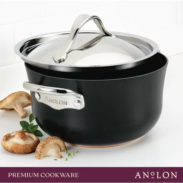 Anolon Nouvelle Copper Hard Anodized Nonstick Pots and Pans, Cookware Set , Onyx