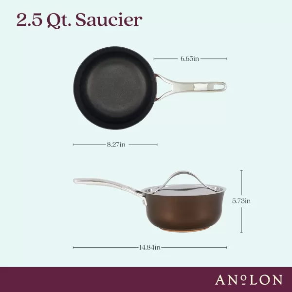 Anolon Nouvelle Copper Hard Anodized Nonstick Pots and Pans, Cookware Set , Onyx