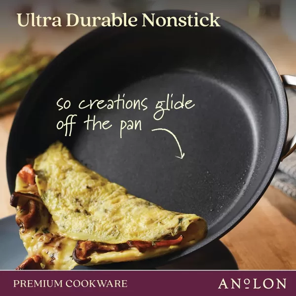 Anolon Nouvelle Copper Hard Anodized Nonstick Pots and Pans, Cookware Set , Onyx