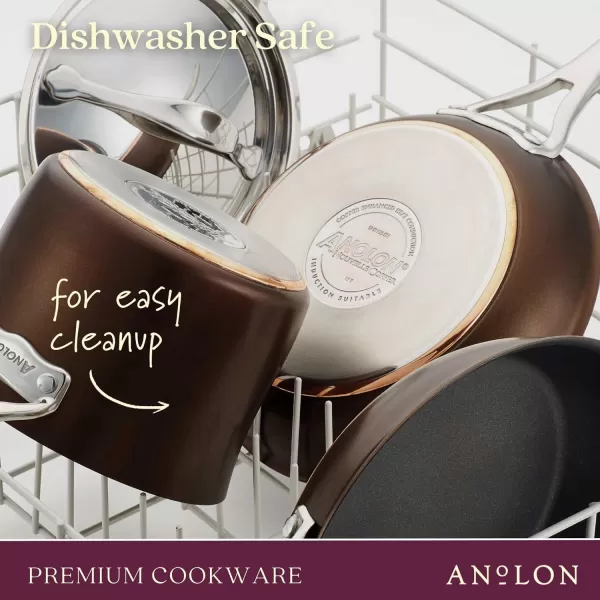 Anolon Nouvelle Copper Hard Anodized Nonstick Pots and Pans, Cookware Set , Onyx