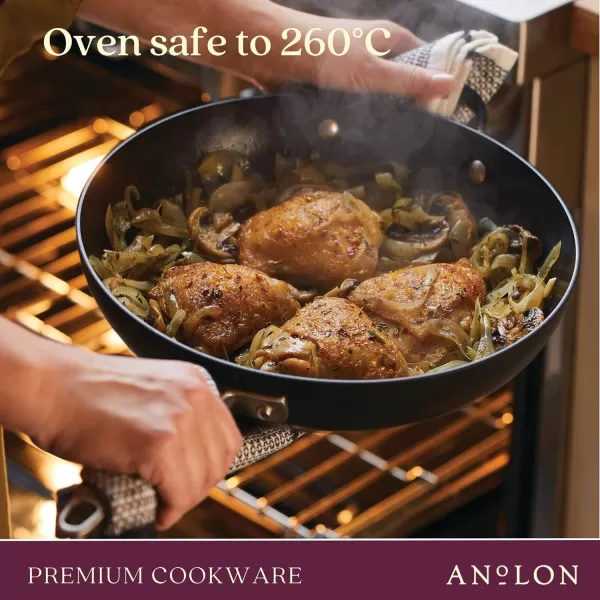 Anolon Nouvelle Copper Hard Anodized Nonstick Pots and Pans, Cookware Set , Onyx