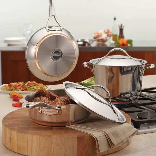 Anolon Nouvelle Stainless Steel Cookware Pots and Pans Set, 10 Piece)