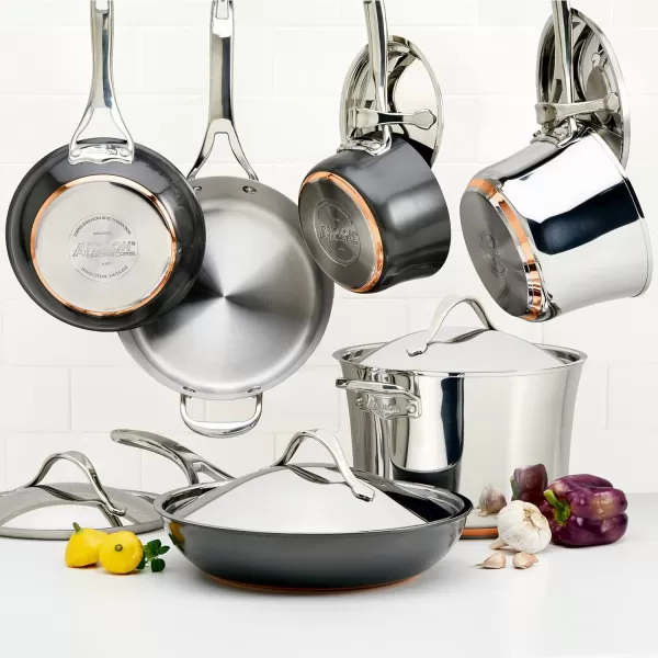 Anolon Nouvelle Stainless Steel Cookware Pots and Pans Set, 10 Piece)