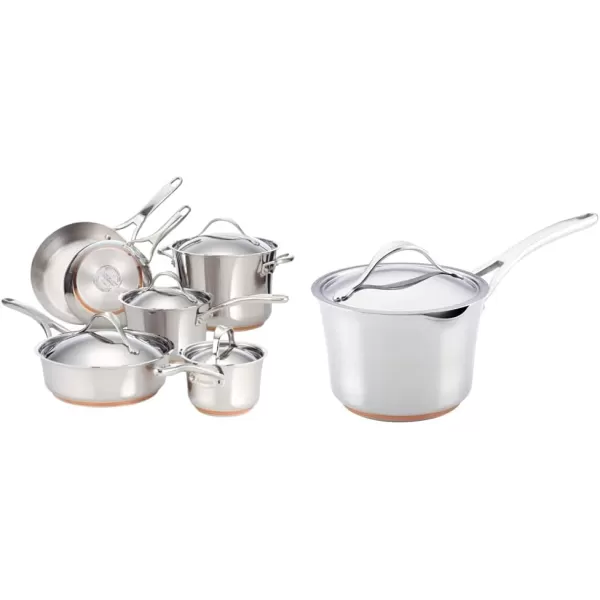 Anolon Nouvelle Stainless Steel Cookware Pots and Pans Set, 11 Piece