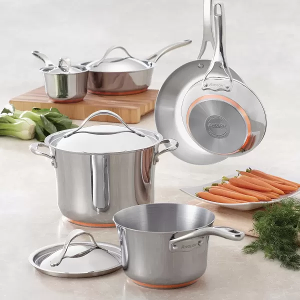 Anolon Nouvelle Stainless Steel Cookware Pots and Pans Set, 11 Piece