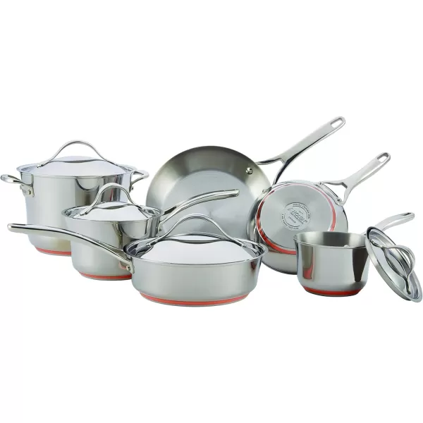 Anolon Nouvelle Stainless Steel Cookware Pots and Pans Set, 11 Piece
