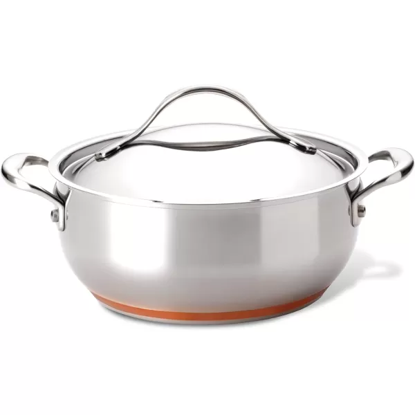 Anolon Nouvelle Stainless Steel Sauce Pan/Saucepan with Lid, 3.5 Quart, Silver)
