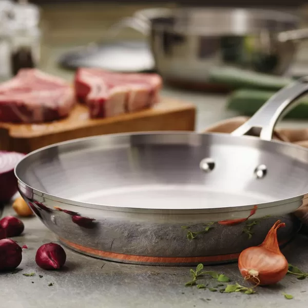 Anolon Nouvelle Stainless Steel Sauce Pan/Saucepan with Lid, 3.5 Quart, Silver)