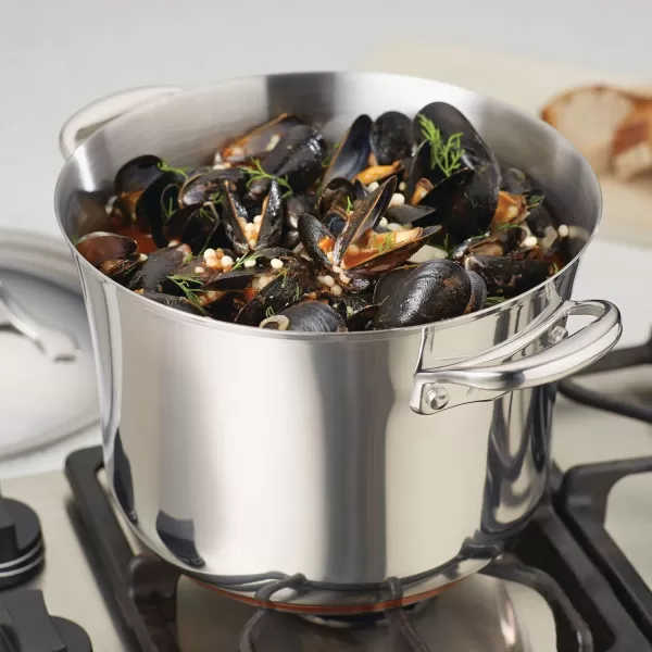 Anolon Nouvelle Stainless Steel Sauce Pan/Saucepan with Lid, 3.5 Quart, Silver)
