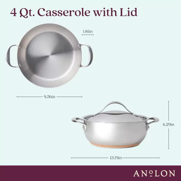 Anolon Nouvelle Stainless Steel Sauce Pan/Saucepan with Lid, 3.5 Quart, Silver)