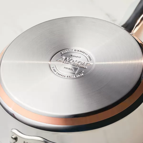 Anolon Nouvelle Stainless Steel Sauce Pan/Saucepan with Lid, 3.5 Quart, Silver)