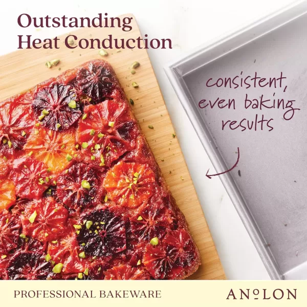 Anolon Pro Aluminized Steel Bakeware Half Sheet Baking Set/Cookie Pans, Two 13-Inch x 18-Inch, Silver