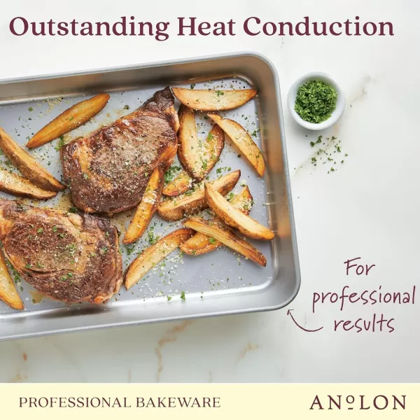 Anolon Pro Aluminized Steel Bakeware Half Sheet Baking Set/Cookie Pans, Two 13-Inch x 18-Inch, Silver