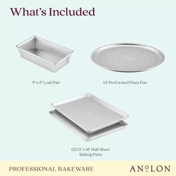 Anolon Pro Aluminized Steel Bakeware Half Sheet Baking Set/Cookie Pans, Two 13-Inch x 18-Inch, Silver