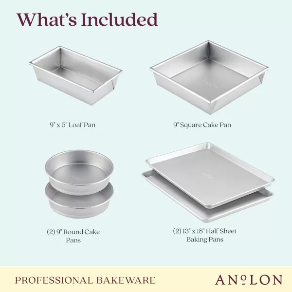 Anolon Pro Aluminized Steel Bakeware Half Sheet Baking Set/Cookie Pans, Two 13-Inch x 18-Inch, Silver