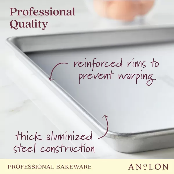 Anolon Pro Aluminized Steel Bakeware Half Sheet Baking Set/Cookie Pans, Two 13-Inch x 18-Inch, Silver