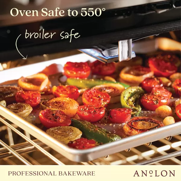 Anolon Pro Aluminized Steel Bakeware Half Sheet Baking Set/Cookie Pans, Two 13-Inch x 18-Inch, Silver