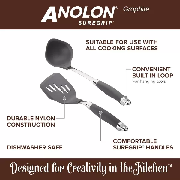 Anolon SureGrip Stainless Steel Meat Fork/Kitchen Tool, 13.25 Inch, Gray,46288)