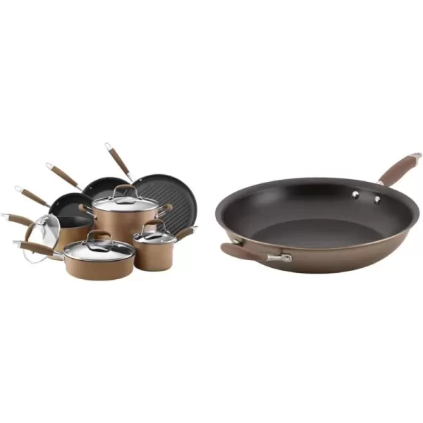 Anolon Advanced Hard Anodized Nonstick Cookware Pots and Pans Set, 11-Piece, Gray