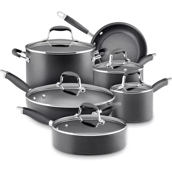 Anolon Advanced Hard Anodized Nonstick Cookware Pots and Pans Set, 11-Piece, Gray